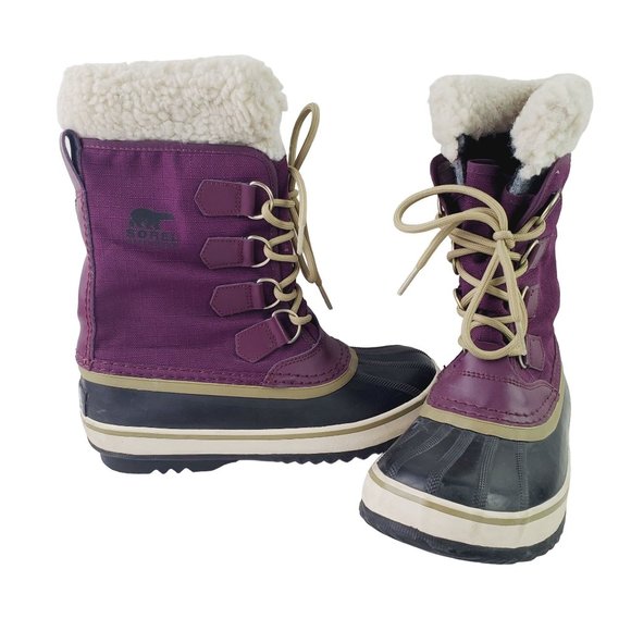 Sorel Winter Carnival Insulated Waterproof Plum Purple Snow Boots, Sz 6 - Picture 3 of 8